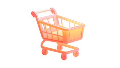 Rendered pink shopping cart, isolated on black background