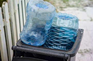 bunch of discarded plastic bottles