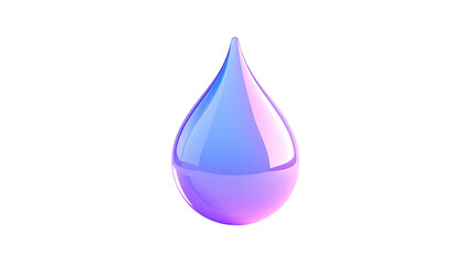 A glossy, gradient blue and purple water droplet on a stark black background