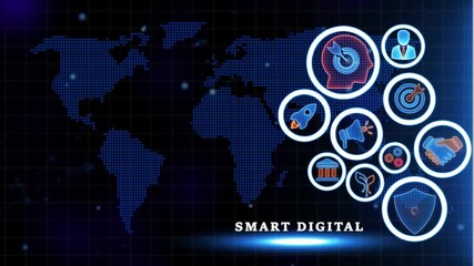 Smart digital technology concept with on map background innovation global - Powered by Adobe