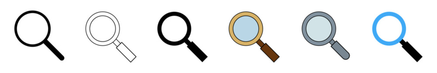 Loupe icons collection different style. vector