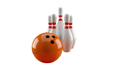 Orange Bowling Ball and Pins