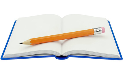 Orange Pencil on Open Blank Book