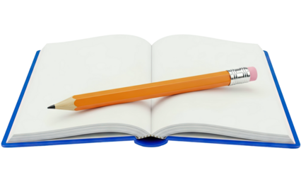 Orange Pencil on Open Blank Book