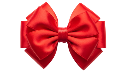Valentine day red ribbon isolated on transparent background for love and romance decorations
