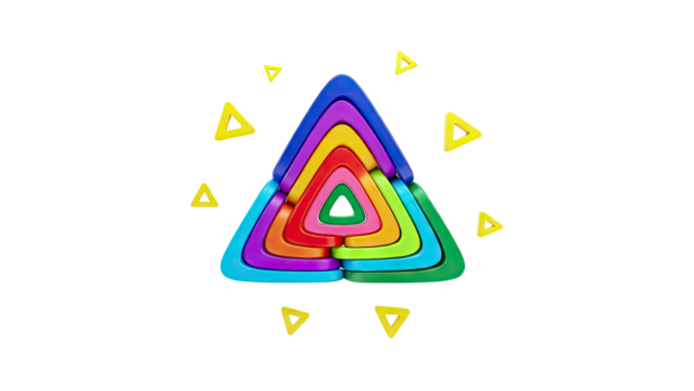 Stacked Rainbow Triangles and Yellow Triangles - Powered by Adobe