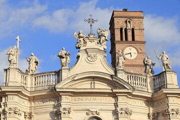 Santa Croce in Gerusalemme Basilica Facade Detail in Rome, Italy