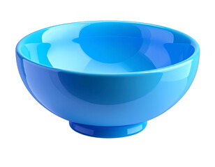 Glossy, empty, blue bowl against a black background