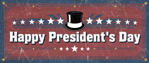 President's Day Vintage Poster. Retro American holiday typography with stars and classic colors.