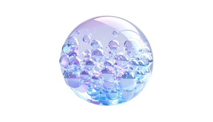 A cluster of glistening, spherical bubbles inside a large, transparent one