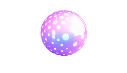 A shiny, spotted, translucent sphere against a stark black backdrop