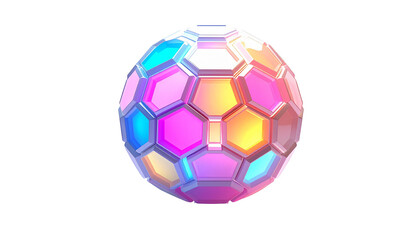 Fototapeta premium A geometric orb rendered with glossy, prismatic colors against black