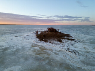 Aerial view of Selk&auml;kari island in the Kempeleenlahti bay, Oulu Finland