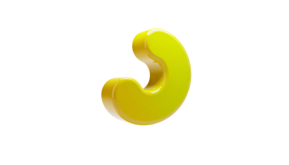 A glossy, yellow, curved shape isolated on a black background