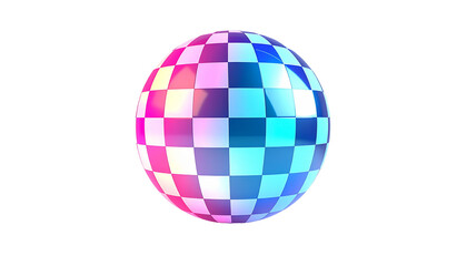 A luminous sphere with a checkered pattern and vibrant color gradients