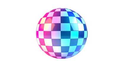 A luminous sphere with a checkered pattern and vibrant color gradients