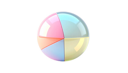 Rendered spherical shape divided into four translucent colorful segments