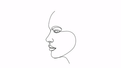 Minimalist line art portrait of a woman with elegant silhouette