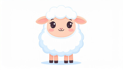 Obraz premium 可愛らしい笑顔の羊キャラクターイラスト