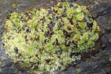 detail of natural olivine mineral