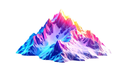 Colorful, jagged mountain range with vibrant hues against a black backdrop