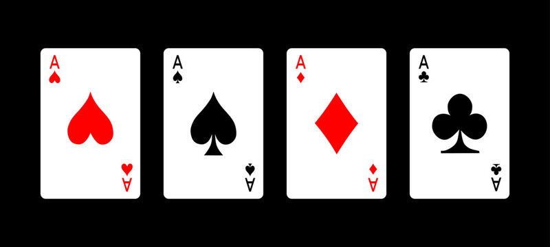 Ace card suit set, playing cards symbols,Four aces poker playing cards.