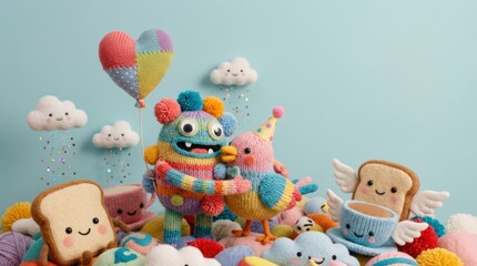 Obraz premium Surreal silliness of colorful characters celebrating friendship in a whimsical setting playful environment vibrant concept for imagination and joy