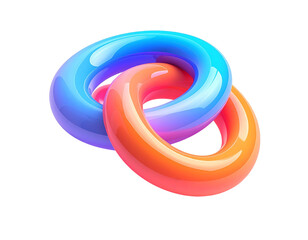 Interlocking, glossy, three-ring design with gradient colors on black