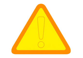 Yellow caution sign isolated on transparent background