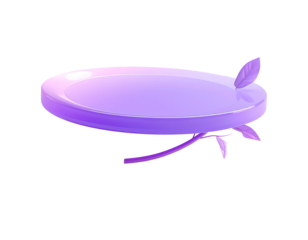 An ethereal lavender dish with leaf-like accents on a solid black background