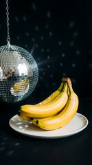 bunch of bananas on a black background