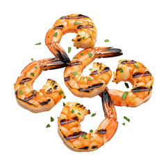 Grilled shrimp platter display restaurant food isolated on transparent background