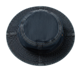 Casual summer style denim bucket hat urban fashion focus isolated on transparent background