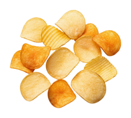 Tasty potato chips snack kitchen food isolated on transparent background