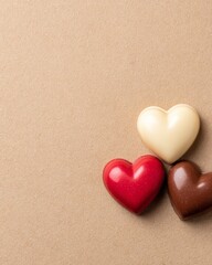 Fototapeta premium Delicious chocolate hearts for valentine's day close-up food photography warm background romantic concept