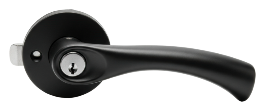 Installing a keyed door handle home improvement interior isolated on transparent background - Powered by Adobe