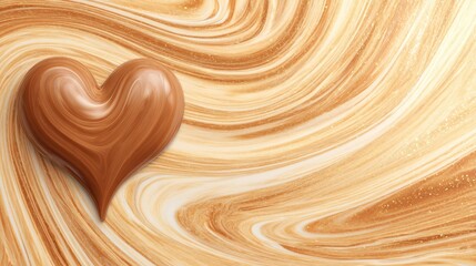 Creating a whimsical heart shape with creamy swirls in a dessert kitchen artistic food photography warm environment