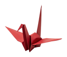 Artistic origami crane creation craft isolated on transparent background