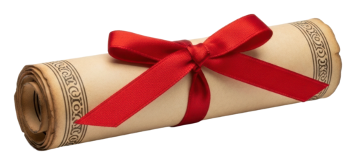 Graduation ceremony scroll academic institution document celebration isolated on transparent background