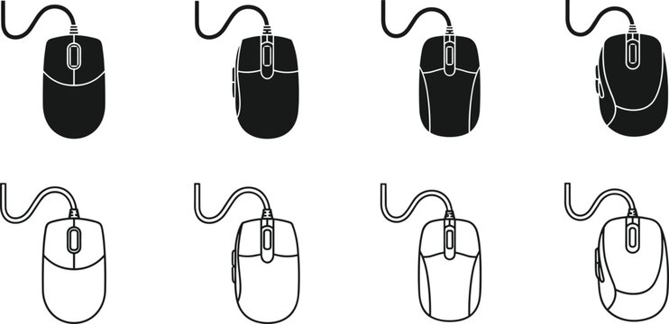 mouse, computer, vector, silhouette, technology, device, hardware, icon, wired, optical, gadget, digital, pc mouse, 