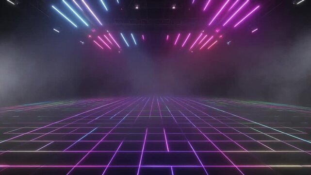 empty dance floor with laser lights and fog footage
