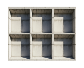 Concrete wall panels display urban architectural design isolated on transparent background