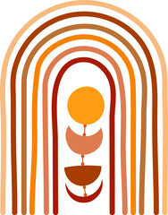 Naklejka premium Boho Rainbow and Sun Abstract Home Decor