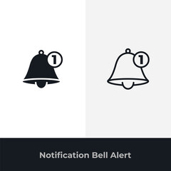 Two versions of a notification bell icon with a new message alert, one solid and one outline, representing digital communication and alerts.