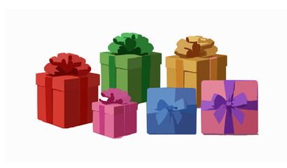 Obraz premium Realistic 3D holiday gift boxes vector set with colorful wrapped presents and soft shadows isolated on white