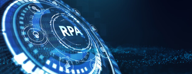RPA Robotic process automation innovation technology concept. Business, technology, internet and networking concept. 3d illustration