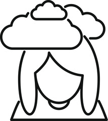Fototapeta premium Woman's head with a cloud above, symbolizing sadness and mental health issues