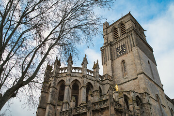 Cathedral of Saint-Nazaire and Saint-Celse in Béziers, an imposing fortified Gothic monument, France.