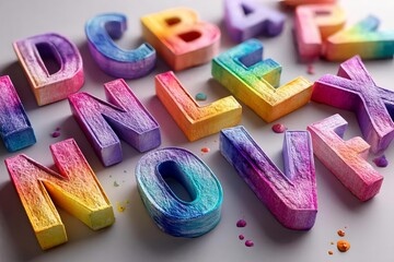 Colorful Rainbow Letters on a White Surface for Creative Design