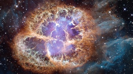 Explosive Cosmic Display Showing Colorful Gas and Shock Waves From a Supernova Remnant in Outer Space for Astrophysics and Science Themes